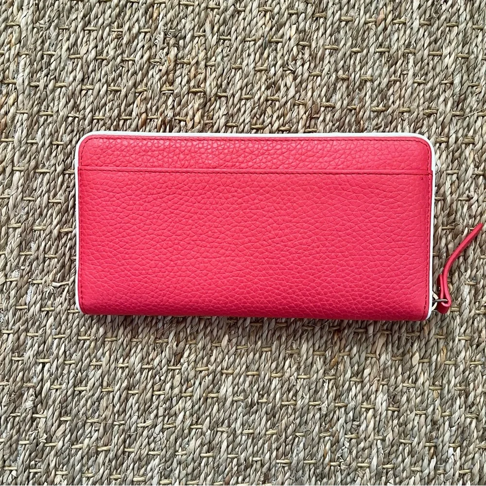Kate Spade Poppy Pink and White Tasselled Leather Clutch - Picture 5 of 13